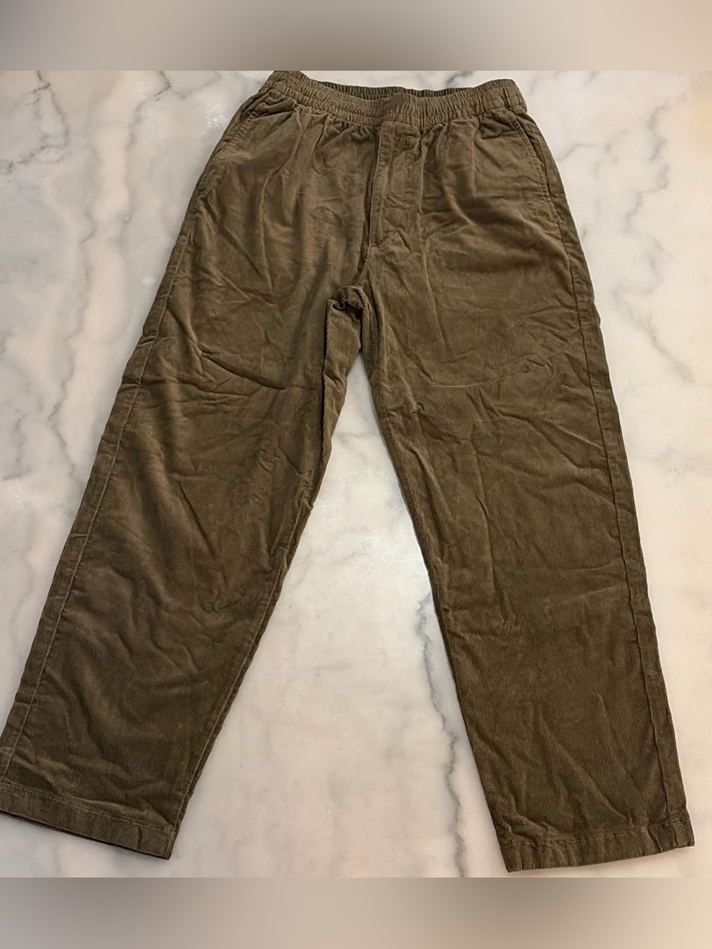 Uniqlo Men's Corduroy Elastic-Waist Pants - Brown